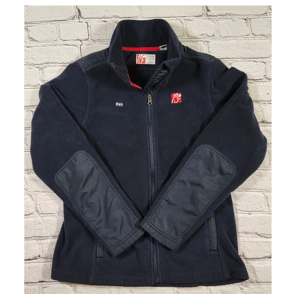 Oobe Chick-fil-A Employee Uniform Fleece Jacket S Navy Blue Full Zip Mens